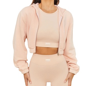 เสื้อฮู้ดครอปซิปสำหรับผู้หญิง ดีไซน์ล่าสุด ผ้าฝ้าย 100% สำหรับฤดูหนาว พร้อมฮู้ดแบบมีเชือกผูก ปรับแต่งสีและขนาดได้ - Product Image 1