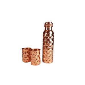 Low MOQ Natural Copper Water <b>Bottle</b> Best Finishing Ayurveda Health Benefits Customized Design Copper Water <b>Bottle</b> For Sale - Product Image 2