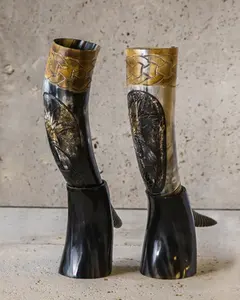 Wikinger แก้วแกะสลักขัดเงา, แตรและฮอร์นบีเชอร์งานฝีมือจากธรรมชาติสำหรับตกแต่งบ้าน - Product Image 2