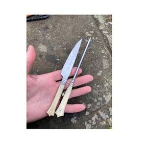 Juego de cubiertos de cocina pulidos mate de plata sostenible con mango de hueso de diseñador - Product Image 1