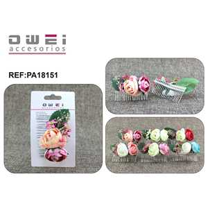 Alloy and Rhinestone 12u/c Flower with Comb <b>for</b> Party <b>Hair</b> Decoration - Product Image 1