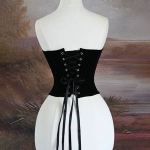 Corsé Bustier Ajustable de Terciopelo Negro Estilo Francés para Mujer, Top Sexy sin Tirantes, Faja Reductora de Cintura - Product Image 4