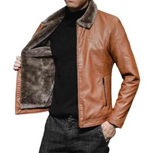 Chaqueta de Cuero de Piel de Oveja Genuina para Hombre, Suministro Directo de Fábrica, con Cuello Alto, Diseño Invernal, Logotipo Frontal, para Pedidos al por Mayor - Product Image 5