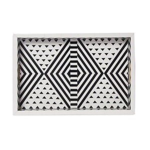 Plateau décoratif en os avec poignées, plateau de service polyvalent rectangulaire pour table basse, idéal pour servir, afficher, organiser - Product Image 3