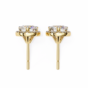 18K Gold Unique Stud and Hoop Earrings with Lab-Grown Diamond for Engagement in Rose White Yellow Gold - Product Image 2
