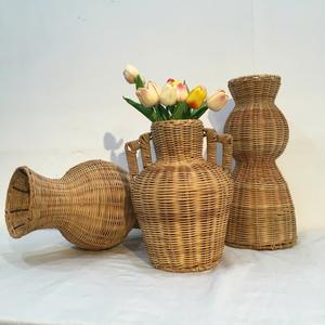 Artisanat LTL pour les arrangements floraux ou la décoration de la maison et des hôtels, vase en rotin naturel écologique fait à la main, art déco - Product Image 1