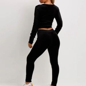 Nouvel arrivage sur mesure : Ensemble de survêtement en velours pour femme, personnalisable, vente en gros pour filles - Product Image 2