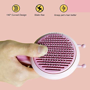 Peine para el cuidado del cabello de mascotas, cepillo para gatos, masaje para perros, estilo cómodo, clic, autolimpieza, eliminación de vello con nudos de piel enredos - Product Image 4