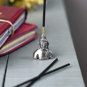 Support d'encens de bouddha en laiton argenté, artisanal, Agarbatti, décoration de la maison, Diwali, VIH-81 - Product Image 2