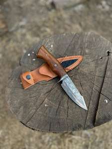Cuchillo con Funda de Cuero, Regalo para Camping, Servicio OEM, Alta Calidad, Hecho a Mano, Acero de Damasco, de Bolsillo - Product Image 3