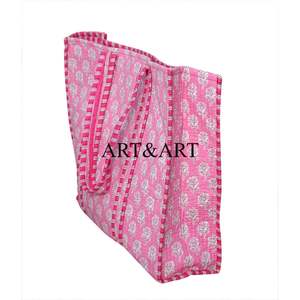 Sac fourre-tout bohème vintage imprimé à la main en Inde, deux anses, fermeture ouverte, sac à bandoulière pour femme, cadeau d'anniversaire, hiver - Product Image 4