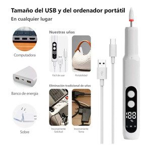 Perceuse à ongles portable rechargeable, polisseuse pour les mains et les pieds - Couleurs assorties - Product Image 2