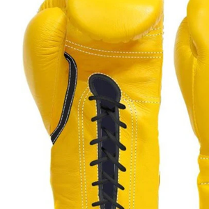Gants de boxe à lacets Winning, jaune et noir, cuir véritable de qualité supérieure, gants d'entraînement et de combat professionnels, 8oz 10oz 12oz 14oz 16oz - Product Image 4
