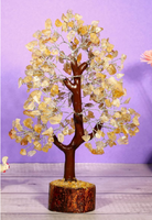 Arbre en pierre semi-précieuse naturelle Citrine Quartz, sculpté, écologique, 7-10 pouces, 300 copeaux, Arbre de cristal, Figurine Feng Shui