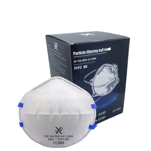 Masker FFP1 sekali pakai berbentuk cangkir 3 lapis bersertifikat CE EN149 dengan klip hidung yang dapat disesuaikan, respirator wajah anti debu berbahan non-woven - Product Image 1