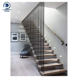 <span class=keywords><strong>Escalier</strong></span> flottant contemporain avec <span class=keywords><strong>marches</strong></span> en <span class=keywords><strong>bois</strong></span> foncé et garde-corps en métal, industriel-chic pour lofts pour villas - Product Image 3