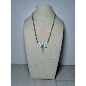 Collier en turquoise égyptienne et argent sterling, fabrication Navajo, objet culturel de collection - Product Image 4