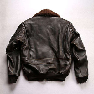 HEXIQON International G1 Blouson Aviateur d'Hiver en Cuir de Vachette Véritable 100% de Haute Qualité Noir Vieilli avec Support en Toile - Product Image 6