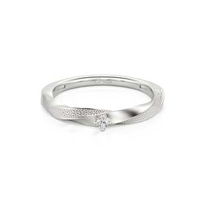 Jeulia Rose Gold Plated Stippled Twist <b>Solitaire</b> Promise <b>Ring</b> Sterling <b>Silver</b> with Diamond - Product Image 1