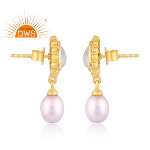 ต่างหูห้อยประดับพลอยธรรมชาติหลายชนิด ชุบทอง 18K เงินแท้ 925 ดีไซน์ทันสมัย ผลิตโดยผู้ผลิตเครื่องประดับคุณภาพสูง - Product Image 3