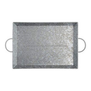 Bandeja DE SERVICIO DE Metal galvanizado, comedor decorativo para bodas, bandejas de servicio de estilo elegante de Metal con clase, la mejor bandeja de café para camareros de boda - Product Image 4