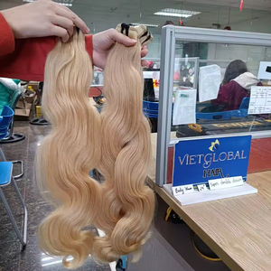 Superventas 100% Cabello humano Onda del cuerpo Cutícula virgen vietnamita Cabello alineado Trama doble Color Rubio dibujado Doble - Product Image 1