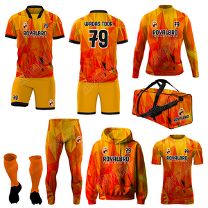 Maillots et shorts de football personnalisés de haute qualité, imprimés par transfert thermique, séchage rapide, 100% polyester, nom et numéros d'équipe personnalisés, coupe-vent - Product Image 5