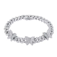 Mejora tu Estilo con Diamantes Moissanite VVS, Plata de Ley 925 con Baño de Rodio, Cadena Cubana con Mariposa, Estilo Hip Hop Unisex