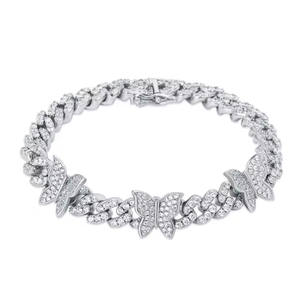 Upgrade Your Style with <b>Real</b> Moissanite Diamond in 925 Sterling Silver Cuban Link <b>Butterfly</b> Hip Hop Bracelet - Product Image 6