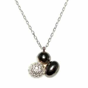 Collier en argent sterling 925 en forme de grain de café avec sertissage clos blanc et noir, pierre blanche - plaqué or rhodié platine - Product Image 3