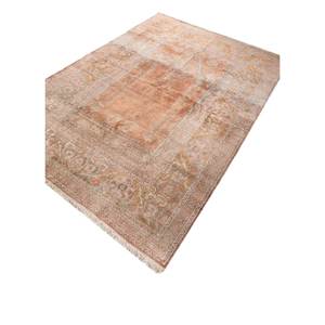 Alfombras de Seda Anudadas a Mano Gulmarg, Diseño Rectangular con Medallón Rojo Naranja, Estilo Patchwork para Sala de Estar, Modelo Pae-6404 - Product Image 2