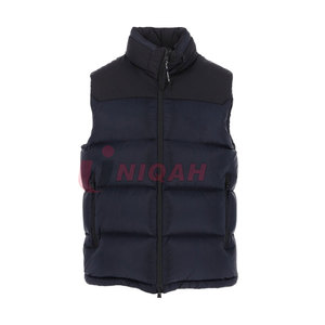 Vestes sans manches bouffantes à blocs de couleurs personnalisées avec poches zippées Matériau en cuir épais et chaud à col montant Style rembourré - Product Image 5