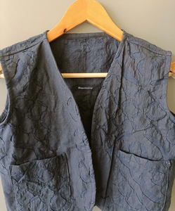 Chaleco corto de algodón sin mangas acolchado Vintage para mujer, prendas de vestir exteriores de retazos con bolsillos, temporada de primavera personalizable - Product Image 2