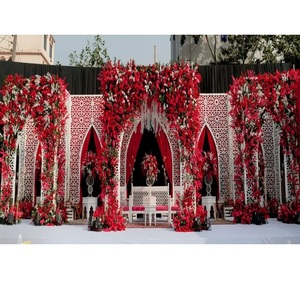 Scène de mariage marocaine en plein air découpée au laser, décoration de scène de réception de mariage en plein air, thème blanc, scène de fête de mariage aux États-Unis - Product Image 1