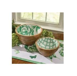 Handcrafted Wooden <b>Enamel</b> <b>Bowl</b> for Serving & Decor | Natural Wood <b>Enamel</b> Coated <b>Bowl</b> for Kitchen Dining Use - Product Image 1