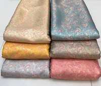 Tissu Jacquard Brocart de Soie 100% Biologique Luxueux pour Robes de Mariage Filles et Garçons, Motifs Floraux Géométriques Complexes Tissés et Tricotés