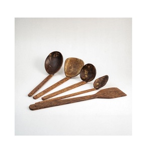 Natural Wooden Serving Spoon & Server <b>Set</b> Kitchen ware Accessories <b>Flatware</b> Household Handmade Spoon <b>Set</b> - Product Image 1
