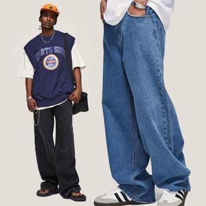 กางเกงยีนส์ทรงหลวมสไตล์ย้อนยุคสำหรับผู้ชายกางเกงทรงตรงมีโลโก้ตามสั่ง - Product Image 2