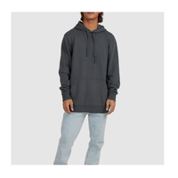 Sudadera con Capucha para Hombre, Color Gris Oscuro, Corte Regular, Felpa Francesa de Algodón, Bolsillo Frontal, Forro de Invierno, Secado Rápido, Bordada