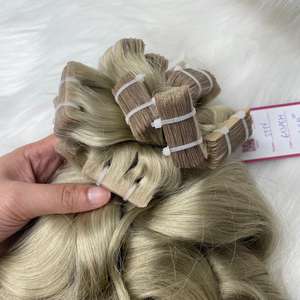 Meilleure vente 8-30 pouces Extensions de cheveux vierges Remy Double dessiné vague naturelle couleur cendre Balayage Highlight pour bande de cheveux humains - Product Image 4