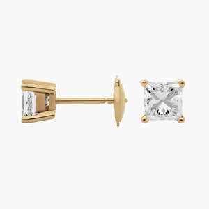 14K Solid Gold F-G VS2-SI1 Princess Lab Grown Diamond Prong Stud <b>Earrings</b> 1.5 Ct Total Guardian <b>Backs</b> Prong Setting Wholesale - Product Image 4