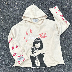 Sweat à capuche pour homme personnalisé blanc 100% coton Sun Faded Pull surdimensionné Acid Wash Puff Printing Logo Embroidered Technique pour l'hiver - Product Image 2