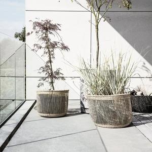 Panier de rangement rond tressé en fibre naturelle panier de rangement en jonc de mer panier porte-plante en paille pour décor maison panier à linge en jacinthe d'eau en rotin - Product Image 5