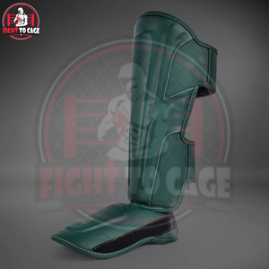 Protector de Espinilla para Boxeo y MMA, Color Verde, Servicio OEM, Mejor Proveedor, Duradero, Ligero, de Cuero, con Cierre de Velcro, Protección y Absorción de Impactos - Product Image 2