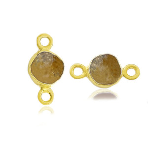 Connecteur de pince minuscule Citrine-connecteur de charme de pierre précieuse brute, pierre de naissance de novembre, connecteur à double caution, cadeau pour elle - Product Image 1