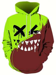 Sweat à capuche unisexe à cordon de serrage, coupe classique, en polaire, séchage rapide, avec logo personnalisable et imprimé par sublimation motif crâne de dessin animé - Product Image 2