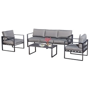 Set Lounge da Giardino in Alluminio Grigio Chiaro KRETA II di Jet-Line, Mobili da Esterno Durevoli, Divano da Giardino - Product Image 5