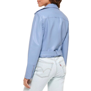 แจ็คเก็ตหนังสไตล์ไบค์เกอร์สำหรับผู้หญิงและเด็กผู้หญิง แฟชั่นใหม่ ฤดูใบไม้ผลิ ฤดูใบไม้ร่วง แขนยาว สไตล์ลำลอง ทรงเข้ารูป สีพื้น ซิป แจ็คเก็ตโค้ทลำลอง - Product Image 3