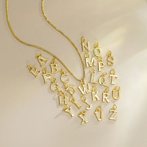 Minimalista 26 alfabeto encantos circonita cúbica cobre Metal chapado en oro inicial 18K letra collar colgantes para la fabricación de joyas Diy - Product Image 6