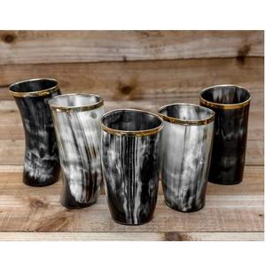 Jarra de cerveza de cuerno de ganado de estilo Animal pulido Natural, vaso corto con ágata para bebidas, producto artesanal - Product Image 4